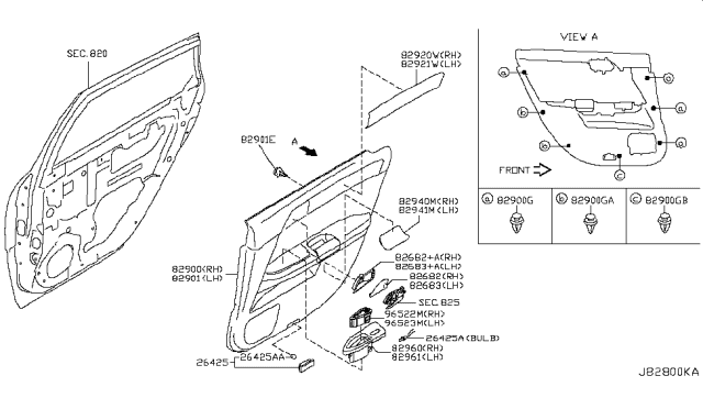 2007 Infiniti M35 Rear Door Trimming Diagram 3