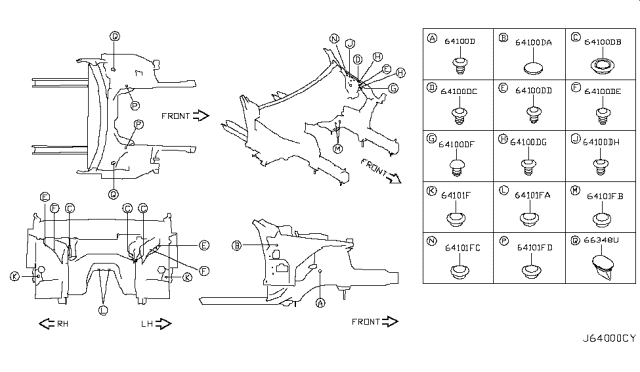 2006 Infiniti M45 Hood Ledge & Fitting Diagram 3