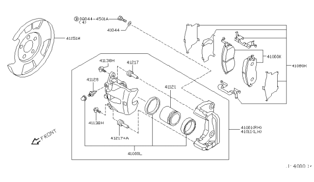 2006 Infiniti M45 CALIPER Assembly-Front LH,W/O Pads Or SHIMS Diagram for 41011-EG000