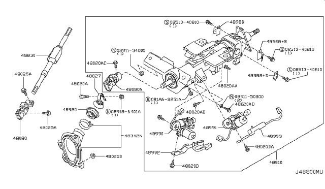 2010 Infiniti M45 Steering Column Diagram 1