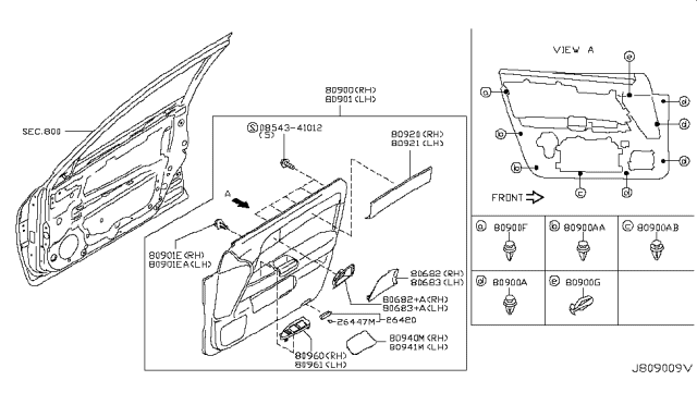 2006 Infiniti M45 Front Door Trimming Diagram 2