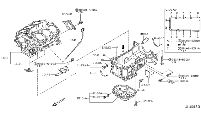 2008 Infiniti M35 Cylinder Block & Oil Pan Diagram 4