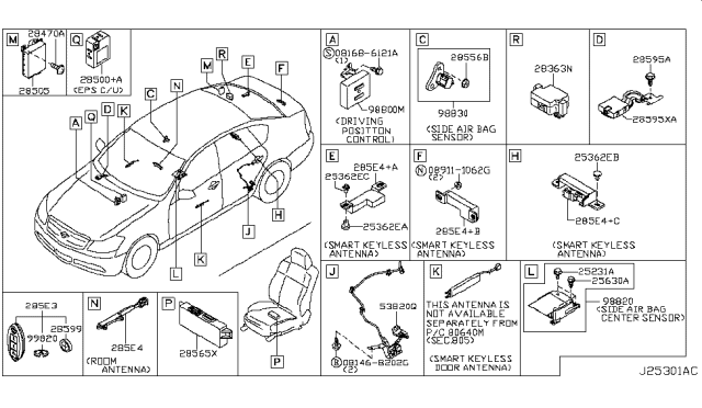 2006 Infiniti M45 Sensor-Side Air Bag Center Diagram for 98820-EH125