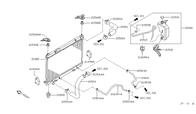2008 Infiniti M35 Radiator,Shroud & Inverter Cooling Diagram 1