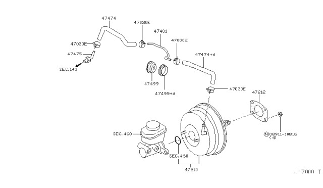 2010 Infiniti M45 Booster Assy-Brake Diagram for 47210-EH125