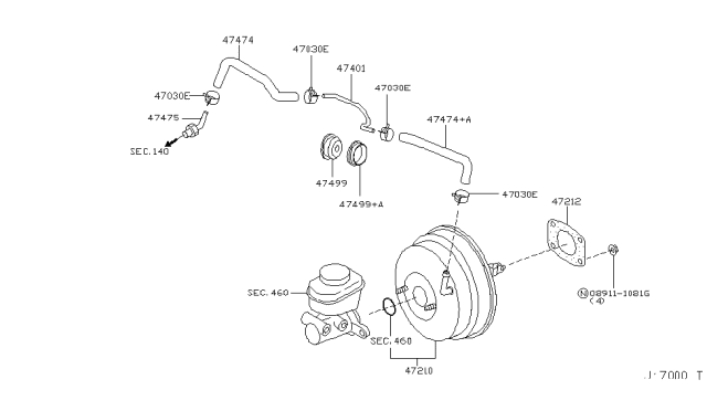 2010 Infiniti M45 Hose-Booster Diagram for 47471-EH100