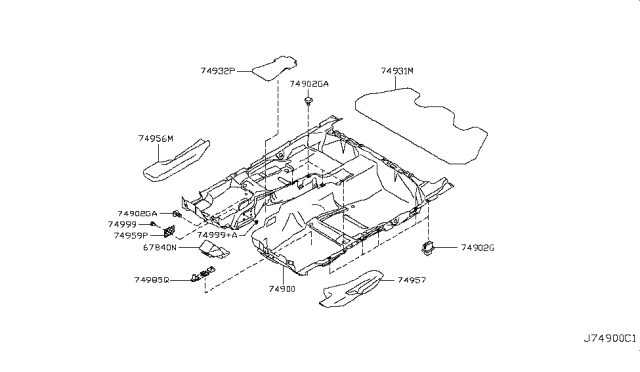 2009 Infiniti M35 Floor Trimming Diagram