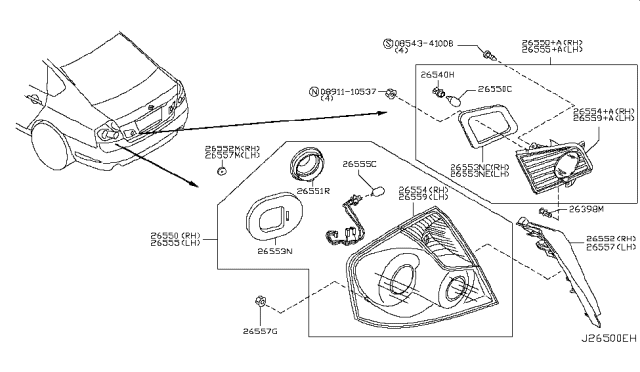 2008 Infiniti M35 Rear Combination Lamp Diagram 2