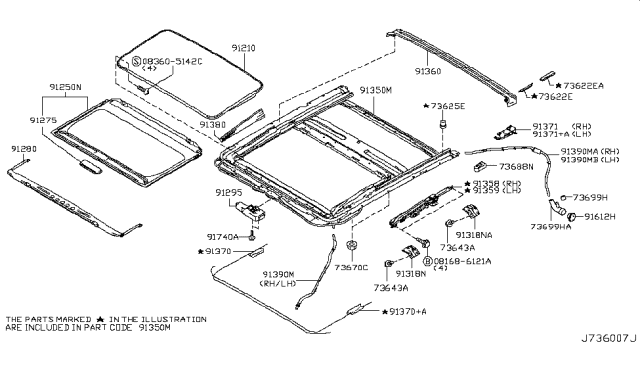 2008 Infiniti M45 Sun Roof Parts Diagram 1