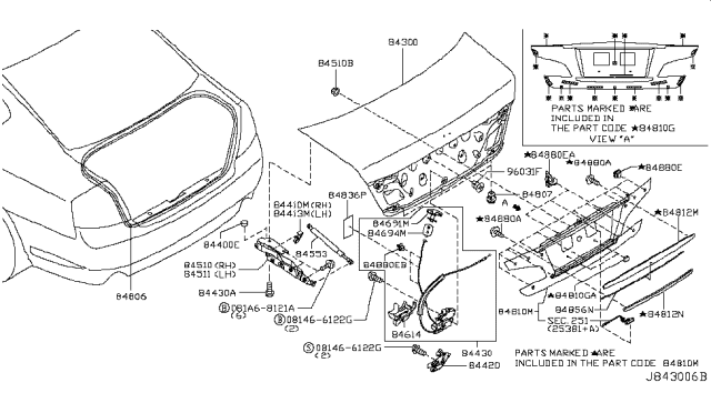 2010 Infiniti M35 Trunk Lid & Fitting Diagram