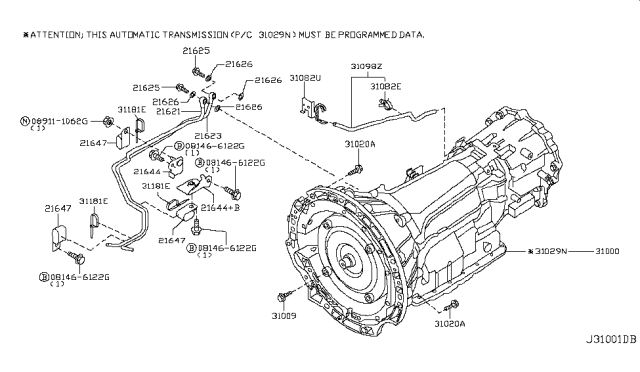 2009 Infiniti M45 Auto Transmission,Transaxle & Fitting Diagram 8