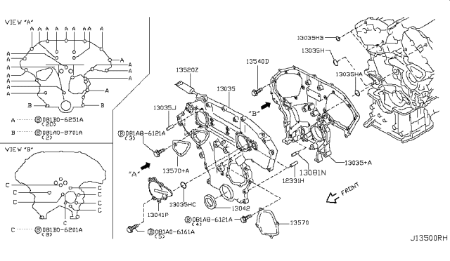 2008 Infiniti M35 Front Cover,Vacuum Pump & Fitting Diagram 2