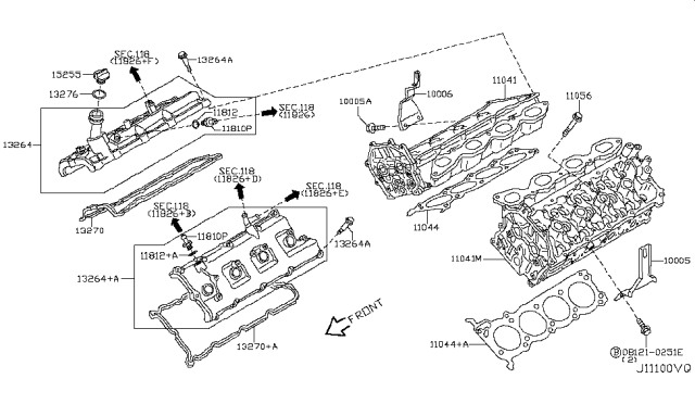 2007 Infiniti M45 Cylinder Head & Rocker Cover Diagram 1