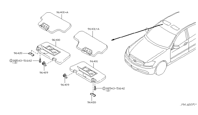 2006 Infiniti M45 Sunvisor Diagram 2