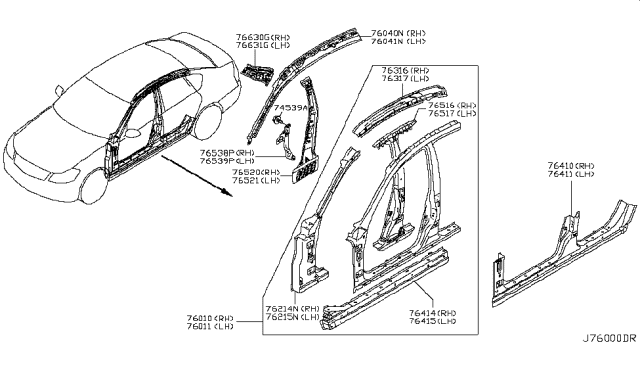 2006 Infiniti M45 Body Side Panel Diagram 1