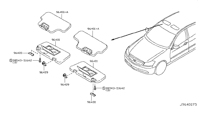 2006 Infiniti M35 Sunvisor Diagram 1