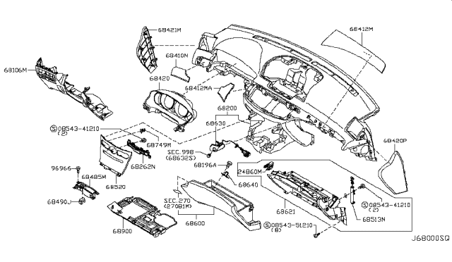 2006 Infiniti M45 Instrument Panel,Pad & Cluster Lid Diagram 3