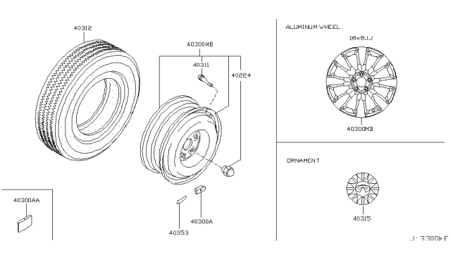 2006 Infiniti M35 Tire TUBELESS Diagram for 40312-EH10B