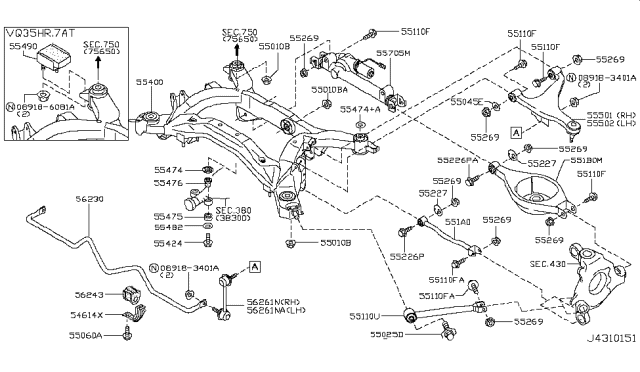 2010 Infiniti M45 Rear Suspension Diagram 3