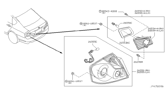 2007 Infiniti M45 Rear Combination Lamp Diagram 3