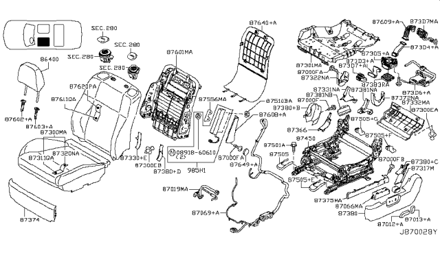 2009 Infiniti M35 Front Seat Diagram 7