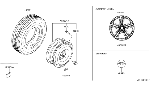 2008 Infiniti M45 Road Wheel & Tire Diagram 5