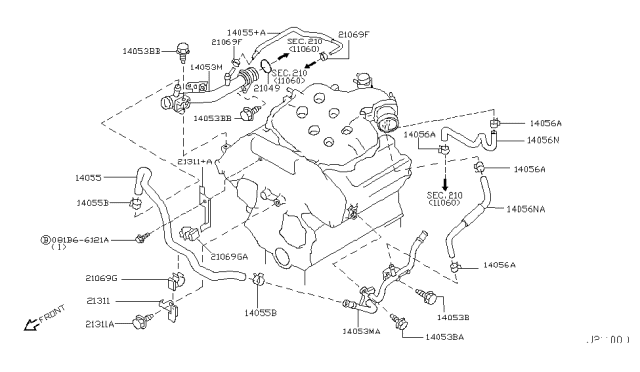 2008 Infiniti M45 Pipe-Water Diagram for 13048-EH000