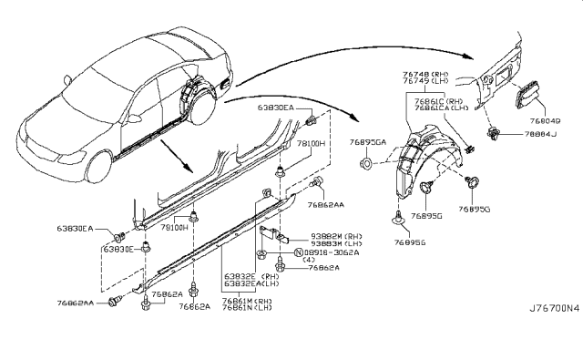 2007 Infiniti M35 Body Side Fitting Diagram 1