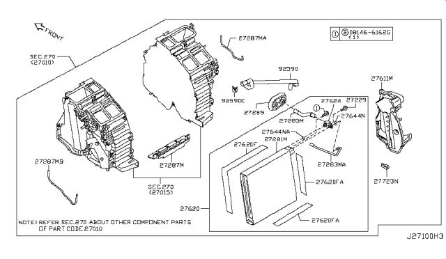 2007 Infiniti M35 Case-Cooling Unit Diagram for 27284-EH100