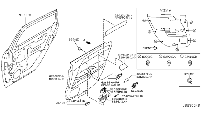 2007 Infiniti M45 GARNISHASSY-REARDOOR,LH Diagram for 82921-EG03A