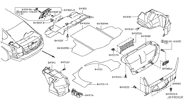 2010 Infiniti M45 Trunk & Luggage Room Trimming Diagram