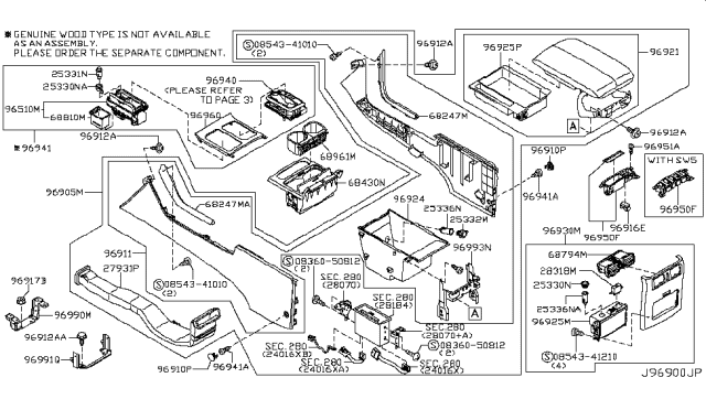 2010 Infiniti M45 Console Box Diagram 1