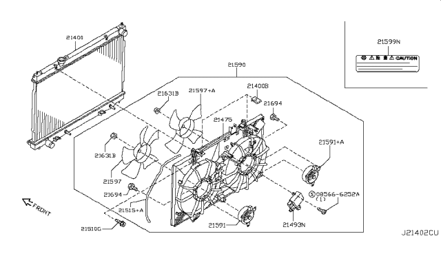 2009 Infiniti M35 Radiator,Shroud & Inverter Cooling Diagram 3