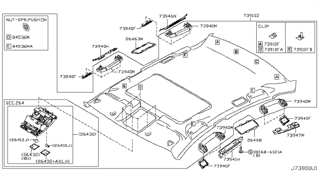 2008 Infiniti M45 Roof Trimming Diagram 2