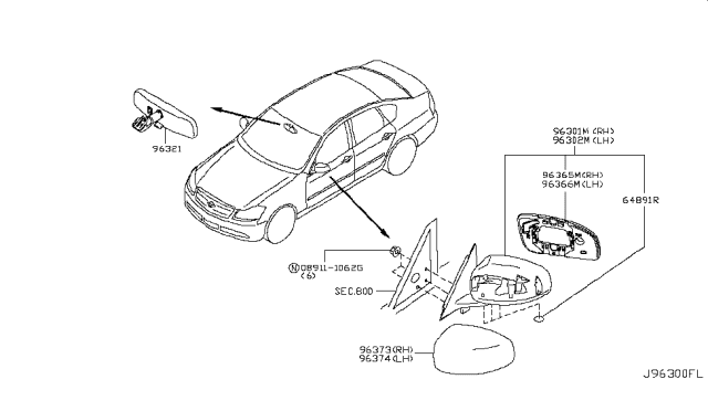 2009 Infiniti M45 Rear View Mirror Diagram 1