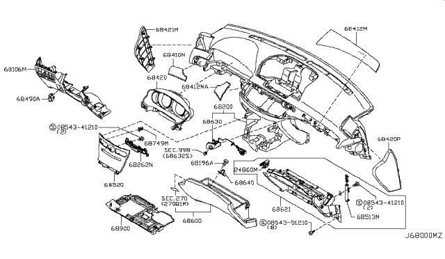 2006 Infiniti M45 Instrument Panel,Pad & Cluster Lid Diagram 4