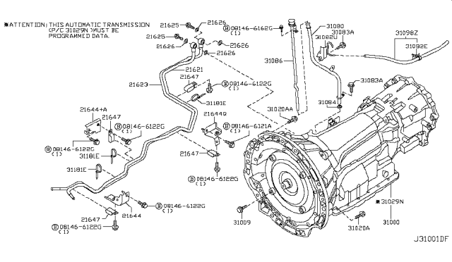 2010 Infiniti M45 Auto Transmission,Transaxle & Fitting Diagram 2