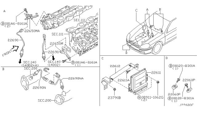 2007 Infiniti M45 Engine Ecm Electronic Control Module Diagram for 23710-EH12B