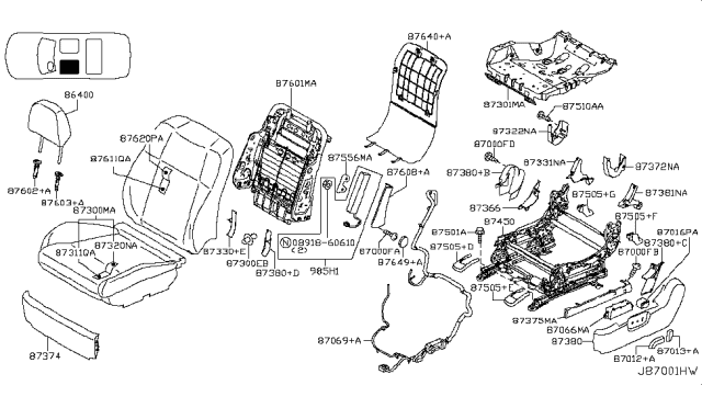 2007 Infiniti M45 Front Seat Diagram 2