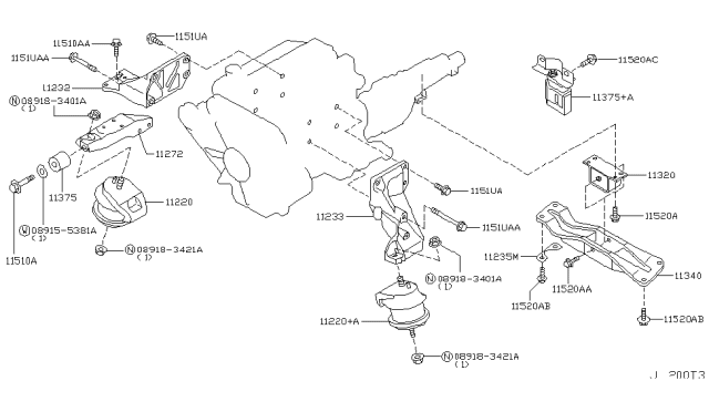 2007 Infiniti M35 Insulator-Engine Mounting,Front Diagram for 11220-EG301