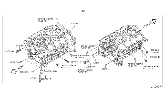 2006 Infiniti M35 Cylinder Block & Oil Pan Diagram 6