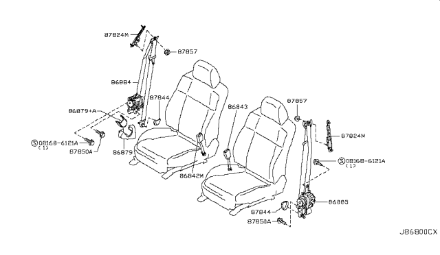 2008 Infiniti M35 Front Seat Belt Diagram 1