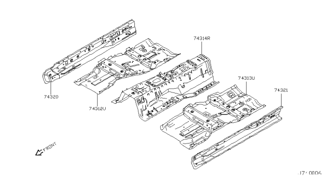 2007 Infiniti M35 SILL Inner RH Diagram for 76450-EH00A