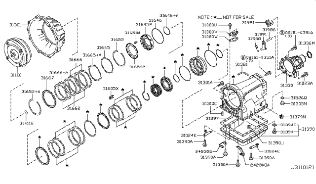 2009 Infiniti M45 Torque Converter,Housing & Case Diagram 4