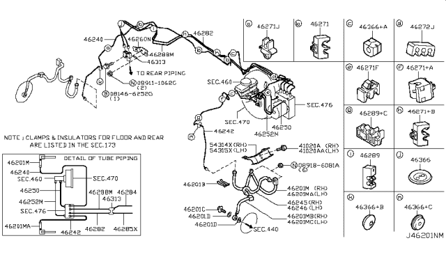 2008 Infiniti M45 Brake Piping & Control Diagram 6