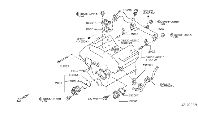 2008 Infiniti M35 Water Pump, Cooling Fan & Thermostat Diagram 2