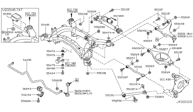 2009 Infiniti M45 Rear Suspension Diagram 7