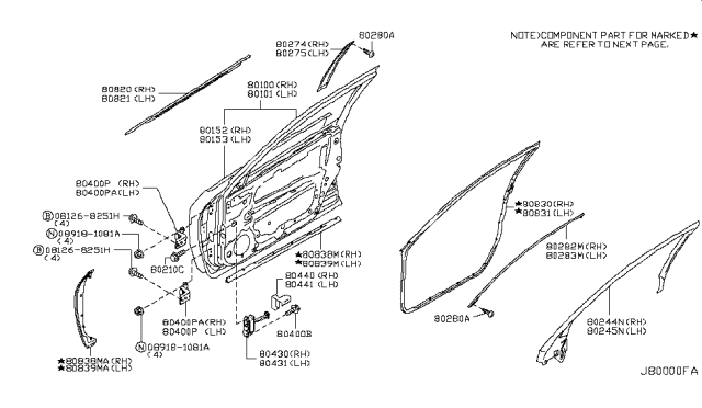 2008 Infiniti M45 Front Door Panel & Fitting Diagram 1