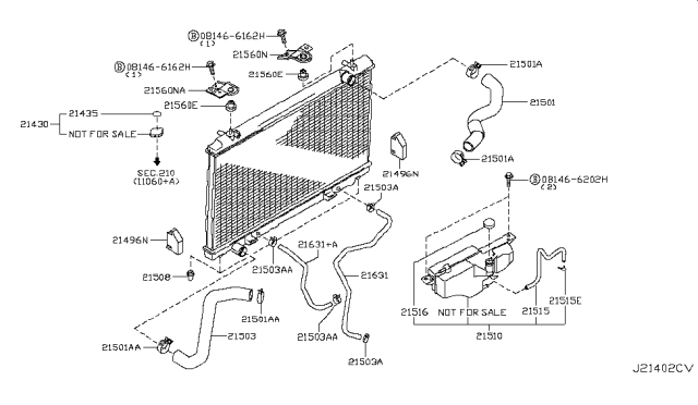 2010 Infiniti M35 Radiator,Shroud & Inverter Cooling Diagram 6