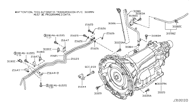 2008 Infiniti M35 Transmission Assembly - Automatic Diagram for 31020-EH01A